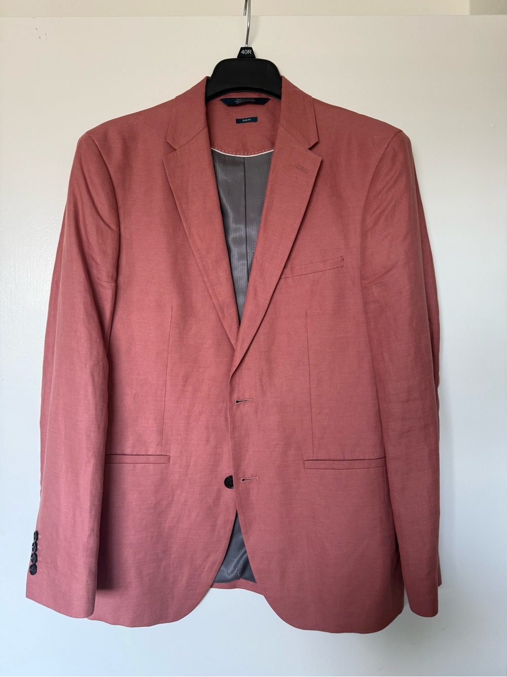 Perry Ellis Linen Blend 2-Piece Suit – Coral – 40R / 34x31